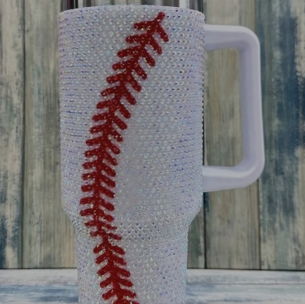 40 oz rhinestone baseball tumbler